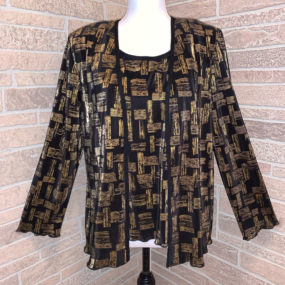 R&M Richards Metallic Layered Blouse Jacket